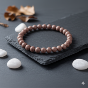 Natural Brown Gemstone Beaded Bracelet – Elegant Minimalist Healing Crystal Stretch Bracelet